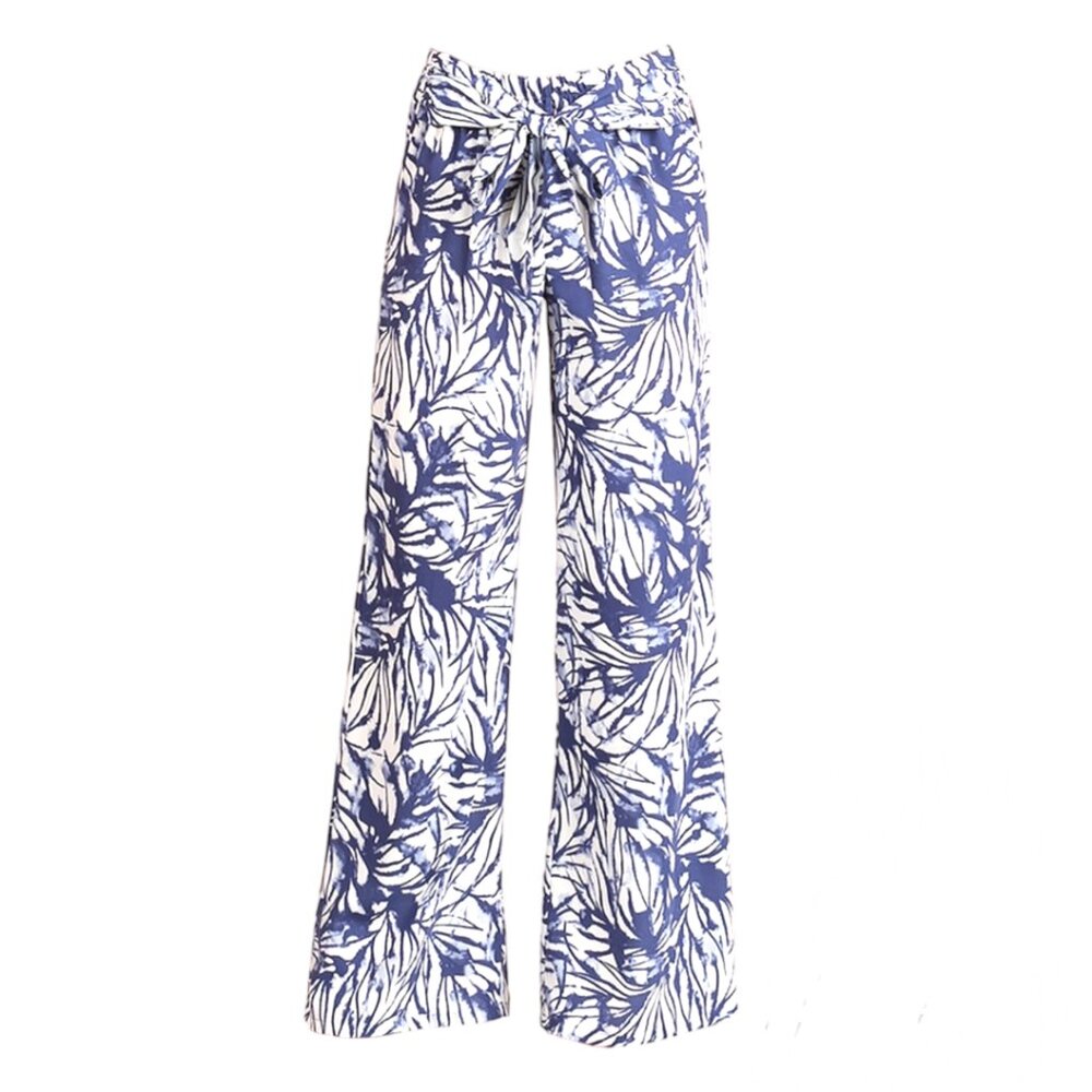 TYCHE Watercolor Leaf Print Wide Leg Pants